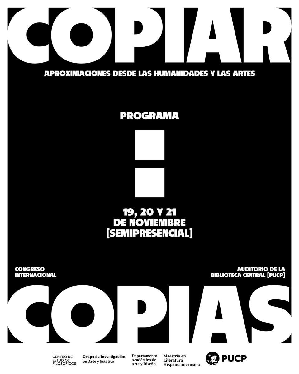 cayrealfarof's tweet image. Este jueves 20 de noviembre, a las 11:00 a. m., en el Auditorio de la Biblioteca Central PUCP, participo en Copiar: copias: aproximaciones desde las humanidades y las artes con la ponencia Volver de la imagen la imagen: apropiación visual de César Vallejo en el Perú.
