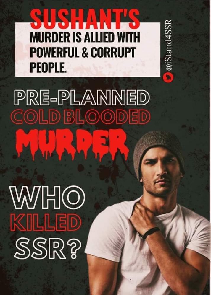 It's a preplanned murder.
Who killed Sushant Singh Rajput ?
Closure report without supporting documents. Why ,to save whom ?
Is this how you serve your oath , your duty by giving liberty to the culprits ?
Will CBI Unravel SSRCase Truth
&amp; serve #JusticeForSushantSinghRajput ever ?