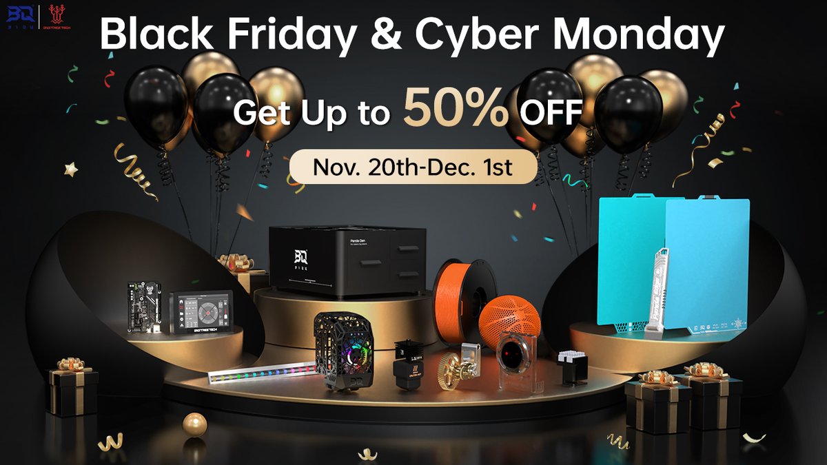 BigTreeTech's tweet image. 🖤 𝐁𝐈𝐐𝐔 &amp;amp; 𝐁𝐓𝐓 𝐀𝐌𝐀𝐙𝐎𝐍 𝐁𝐋𝐀𝐂𝐊 𝐅𝐑𝐈𝐃𝐀𝐘 𝐈𝐒 𝐋𝐈𝐕𝐄! 🎁 
 
THE MOMENT YOU&apos;VE BEEN WAITING FOR! We&apos;ve officially smashed the discount button to pieces. 😎

🤩 This is your sign to FINALLY upgrade your 3D printing setup for less! Dive into the deals on our most…