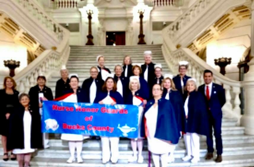 labunne's tweet photo. At the PA Capital today, with my Nurse Honor Guards of Bucks County .We were visited by Pennsylvania House Rep Tarik Khan, Rep Jim Prokopiak, and Rep Tim Brennan, who presented us with a Citation .We were  recognized in the House by Speaker of the House Joanna McClinton https://t.co/G8lcovBTDf