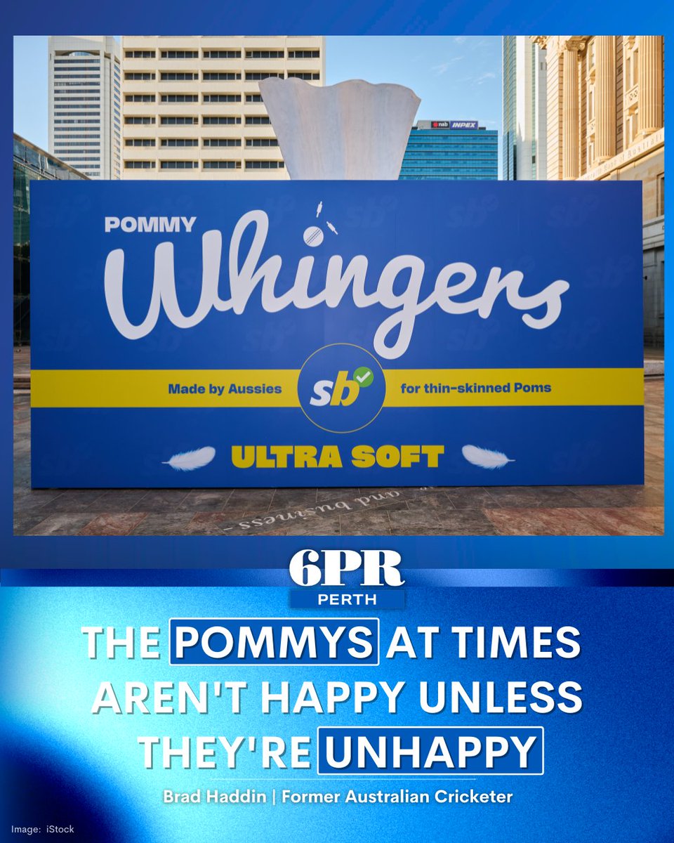 A 4.5-metre sledge, a giant tissue box, has been unveiled at Forrest Chase to mock the Poms' reputation for whingeing about everything in the lead up to the Ashes. The display prompted Millsy to question its place in the spirit of cricket.