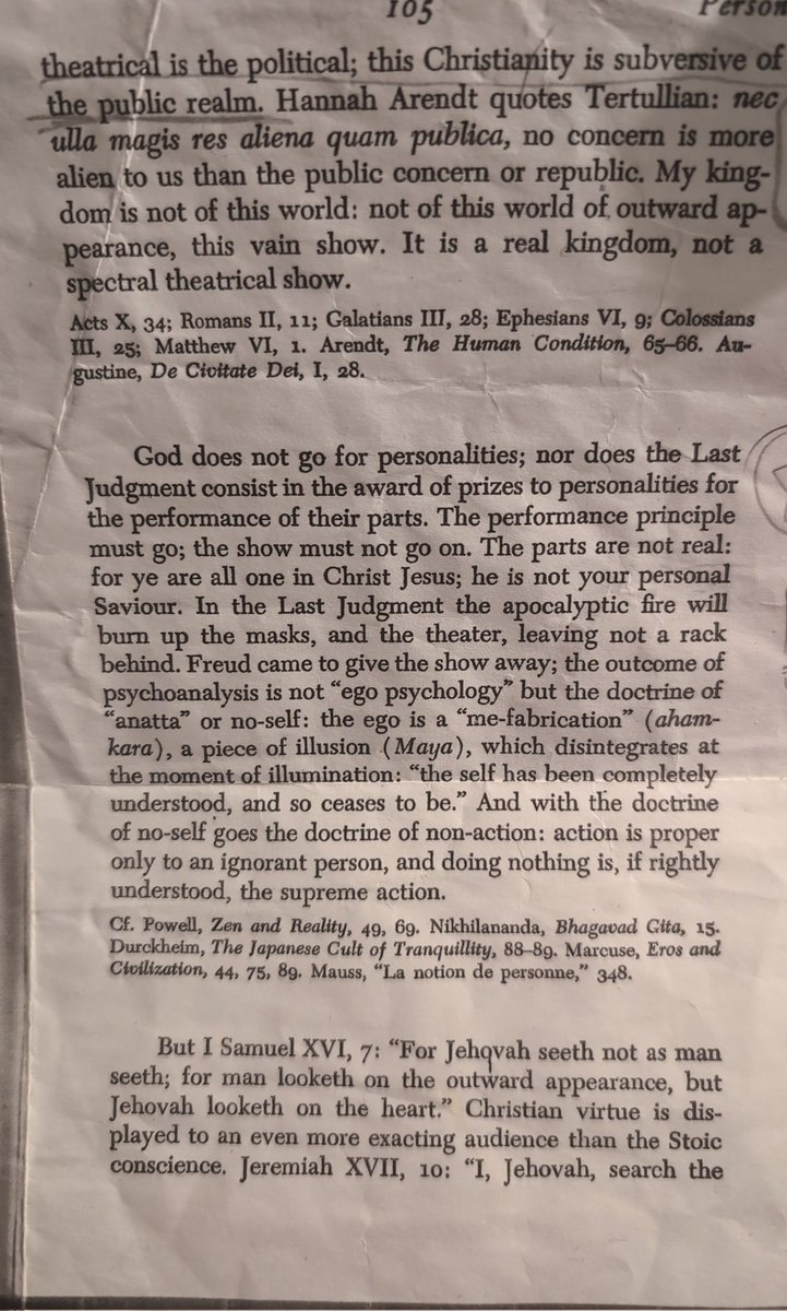 biancastone's tweet image. In the Last Judgment, the apocalyptic fire will burn up the masks, and the theater, leaving not a wrack behind. Freud came to give the show away....  

Norman O Brown (Loves Body, &quot;Person&quot;)