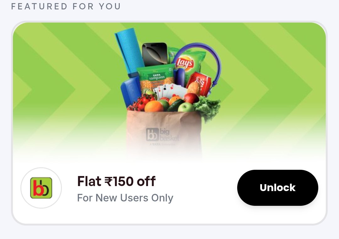 Flat ₹100 off on order above ₹349 Bigbasket (old user working) for Canara Bank, BOB World, BOBCARD, PNB ONE app Users

Full Details - 
telegram.dog/swiggyLoots/22…