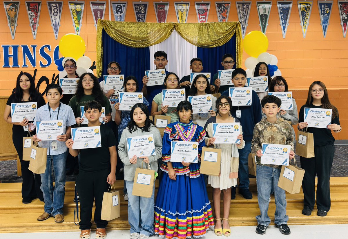 MsAMontemayor's tweet image. It was a pleasure to be at this evening’s event both as a parent and as part of the ML team. Students, my own child included, were honored for meeting all state requirements to reclassify from as an Emergent Bilingual student. Congratulations, scholars! @AliceJohnsonJrH