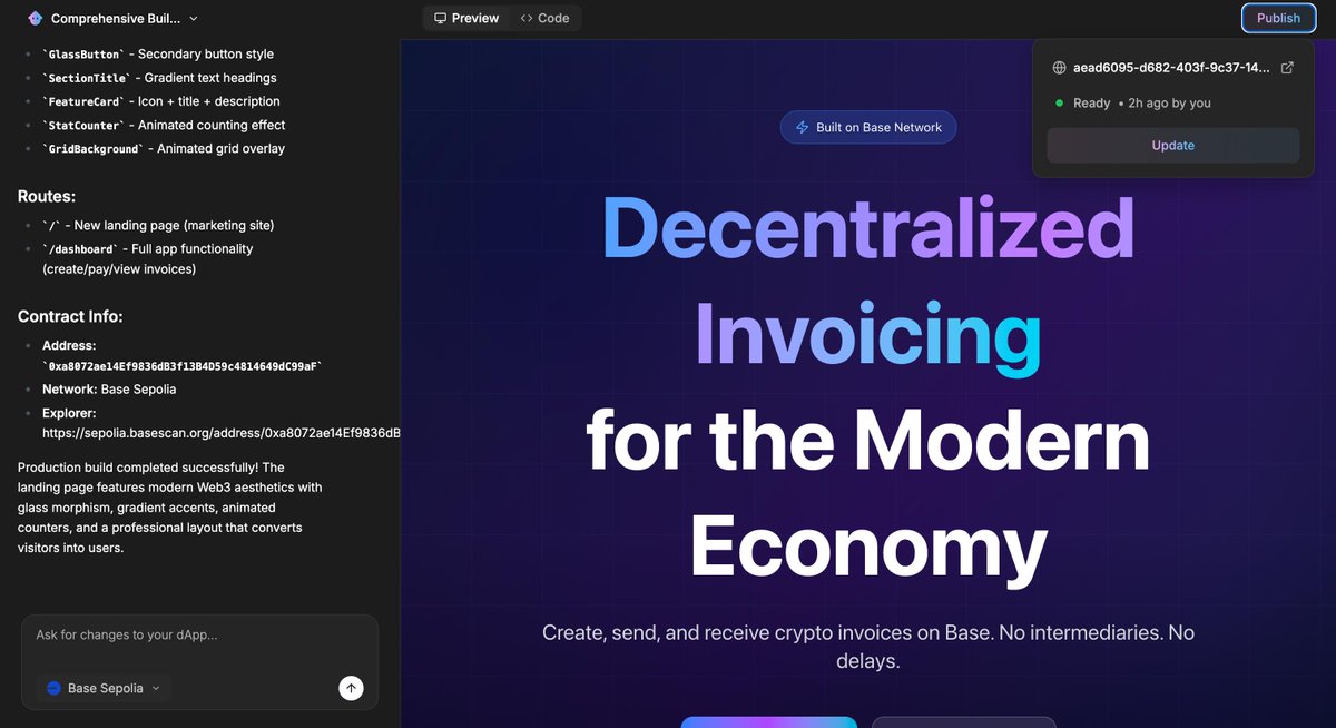 official_leumas's tweet image. I Just Built a Full Web3 Invoicing App in Minutes Using @vibe3_build 
Here's how the AI agent Actually Works!...
…d682-403f-9c37-146b29ea71b.vercel.app