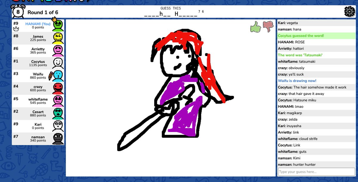 t_mattty's tweet image. Super fun SKRIBBL ANIME CHALLENGE event tonight in the @animecom discord!

Some good drawings and some questionable ones 😂