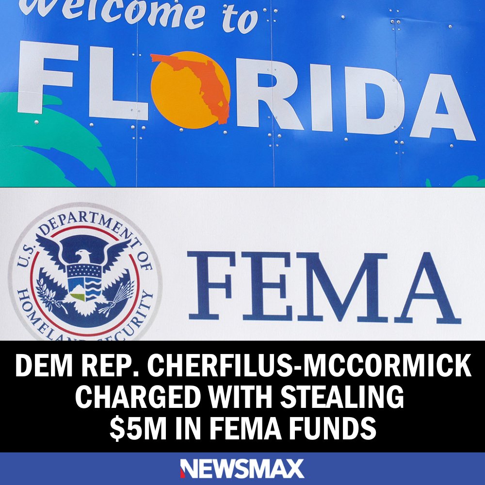 NEWSMAX's tweet image. Democrat Rep. Sheila Cherfilus-McCormick of Florida has been indicted on charges accusing her of stealing $5 million in federal disaster funds, according to the Justice Department.

bit.ly/4ia1iFn