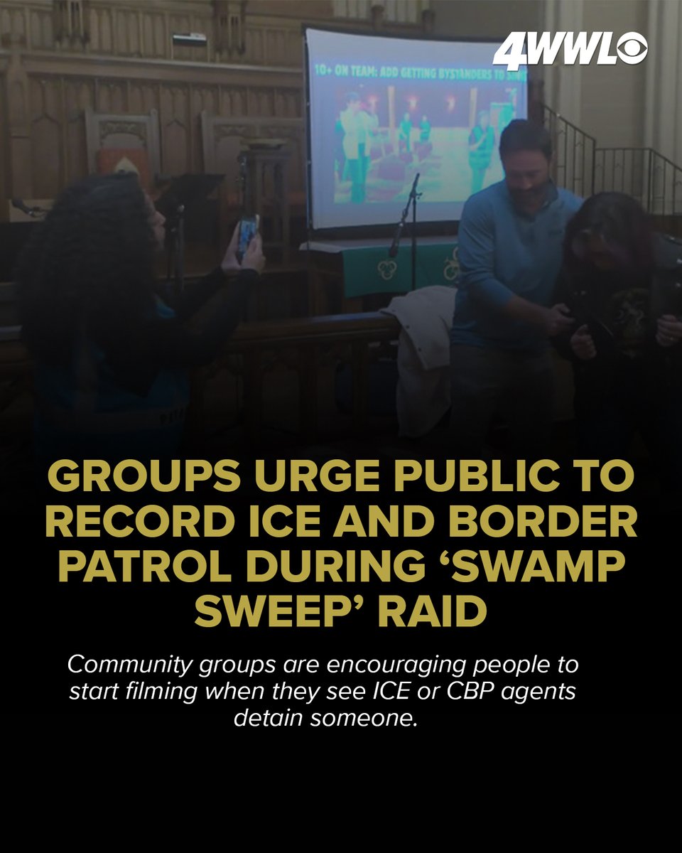 WWLTV's tweet image. "What I’m seeing is people coming out of the woodwork saying ‘how can we help,’” said Clare Leavy with Indivisible NOLA. 

#SwampSweep #Immigration #BorderPatrol #ICE #community #NewOrleans #news #localnews