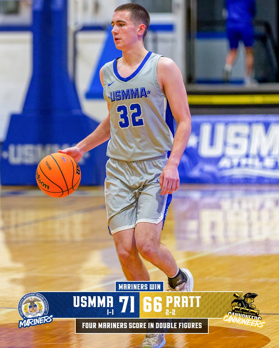 USMMA_Athletics's tweet image. 𝐌𝐀𝐑𝐈𝐍𝐄𝐑𝐒 𝐖𝐈𝐍 𝐓𝐇𝐄𝐈𝐑 𝐇𝐎𝐌𝐄 𝐎𝐏𝐄𝐍𝐄𝐑 🏀🔥⚓️

4⃣ Mariners score in double figures as @usmma_mbb defeats Pratt 7⃣1⃣-6⃣6⃣ in their home opener!

Box Score ➡️ tinyurl.com/ym6ehwe8

#d3mbb #OURAcademy @SkylineConfD3