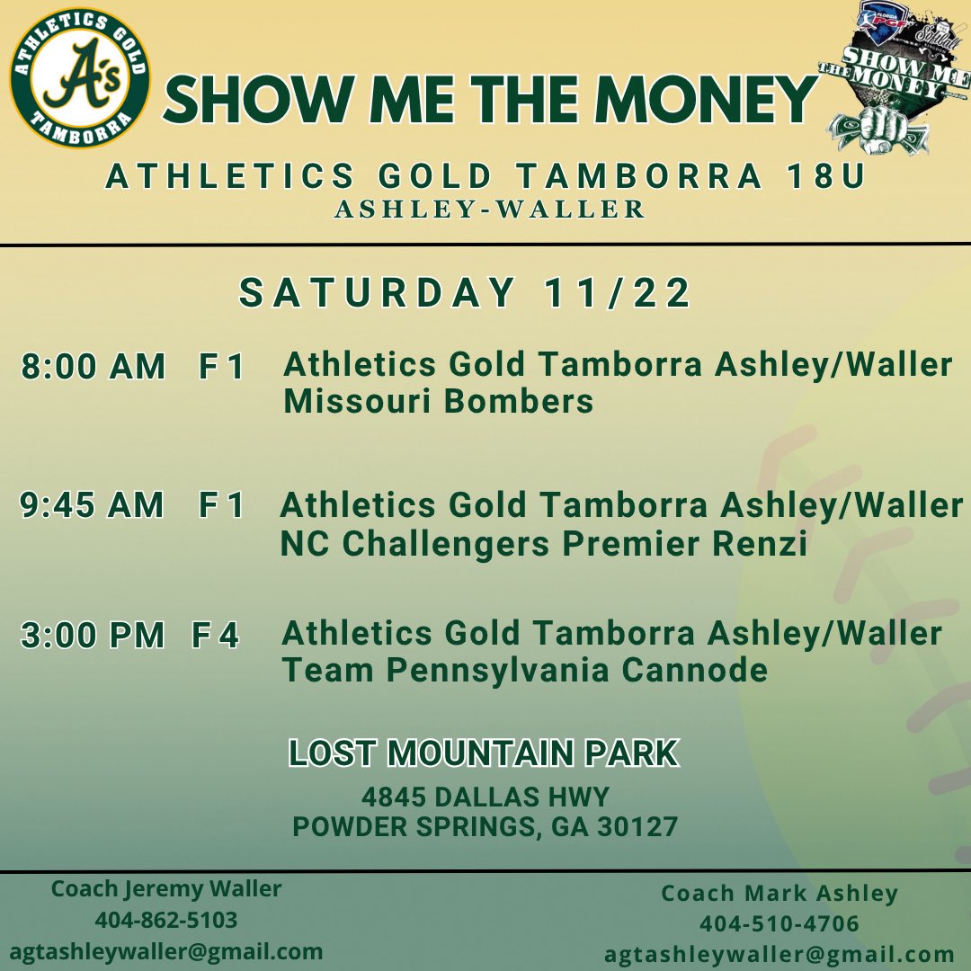 Coach Waller - Athletics Gold Tamborra 18U tweet media