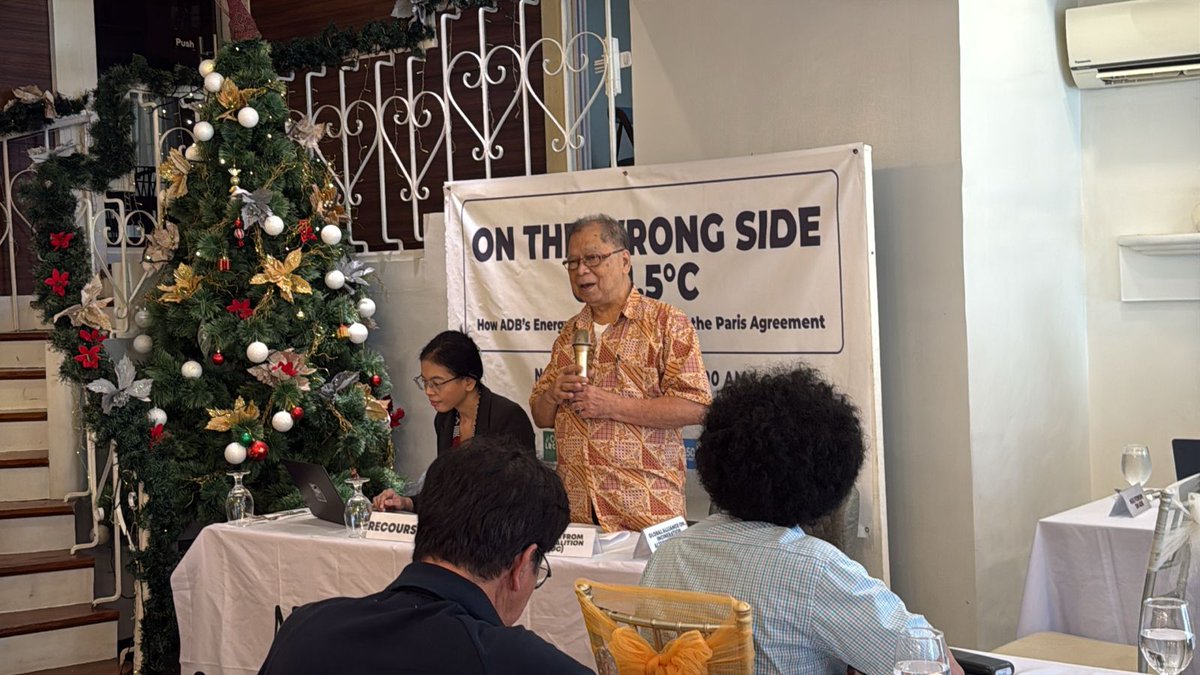 forum_adb's tweet image. ATM. Press briefing “On the Wrong Side of 1.5°C – How @ADB_HQ Energy Policy Risks Burning the Paris Agreement,” @fdc_phils , &amp;amp; @RecourseTeam highlight ADB’s coal/gas legacy, policy loopholes, and the push for fossil gas ⚠️🌏