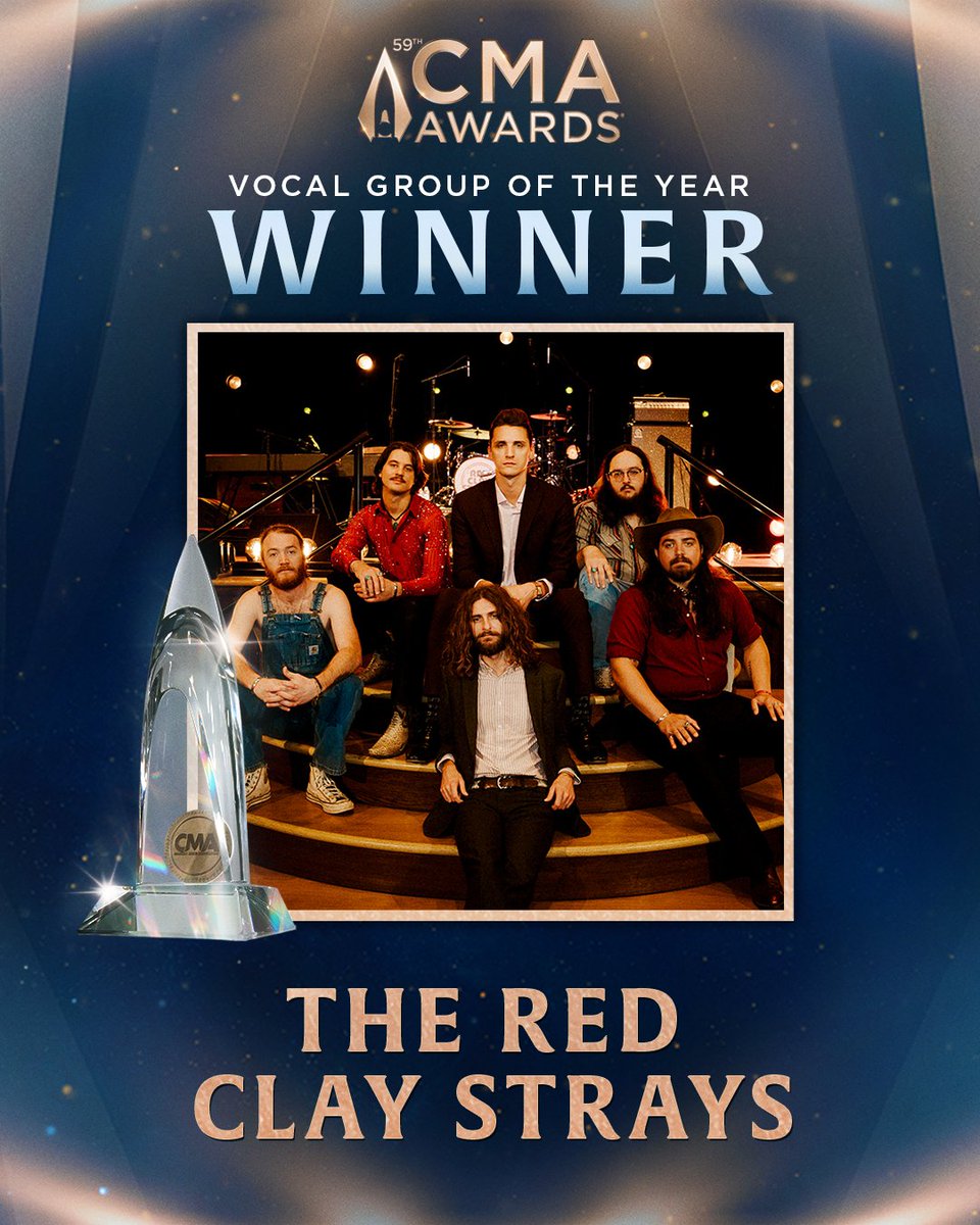WINNER! The CMA Award for Vocal Group of the Year goes to @RedClayStrays. Congrats to you all! CMAawards