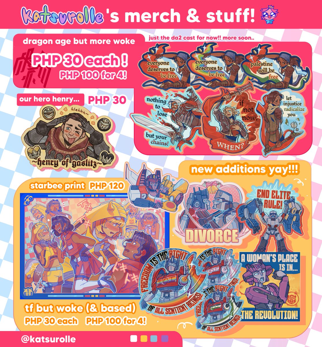 katsurolle's tweet image. 💌 updated catalogue for paskomiket ft. a brand new transformers section!!! coz ten million of u finally showed up @ the table last time🥹