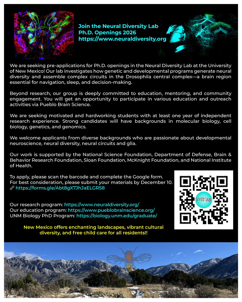 Ph.D. Openings — Fall 2026!               
If you are passionate about neuroscience, developmental biology, and working with fruit flies, our research group might be the perfect home for you. Looking forward! Thanks