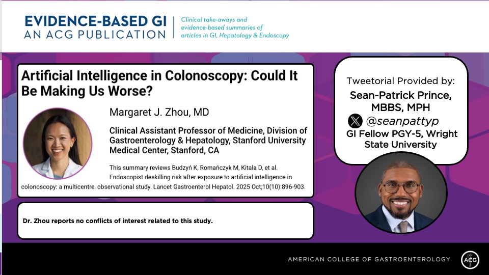 ACG_EBGI's tweet image. 1/ ⏰ for #EBGITweetorial🧵w/ @seanpattyp

&quot;Artificial Intelligence in Colonoscopy: Could It Be Making Us Worse?”

📜Summary: bit.ly/4oMKyq1
📰 Article: bit.ly/3XAfu0S

#GITwitter