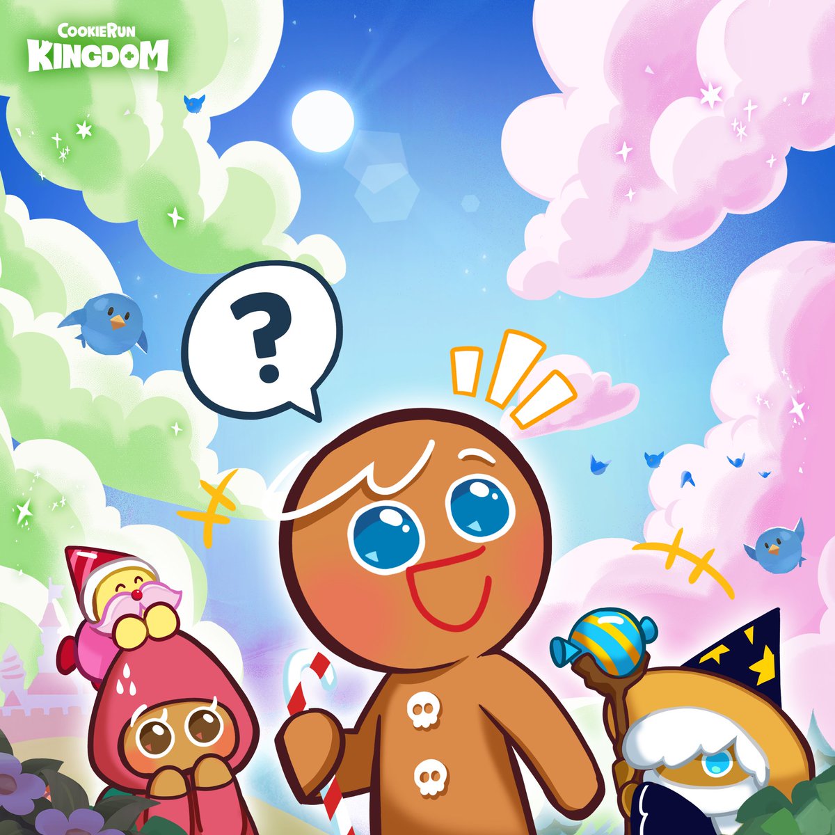 Whoa! The sky looks different today... ☁️

The color of the clouds... 💚💗

Something awesome is about to happen in the Cookie Kingdom!

#CookieRunKingdom