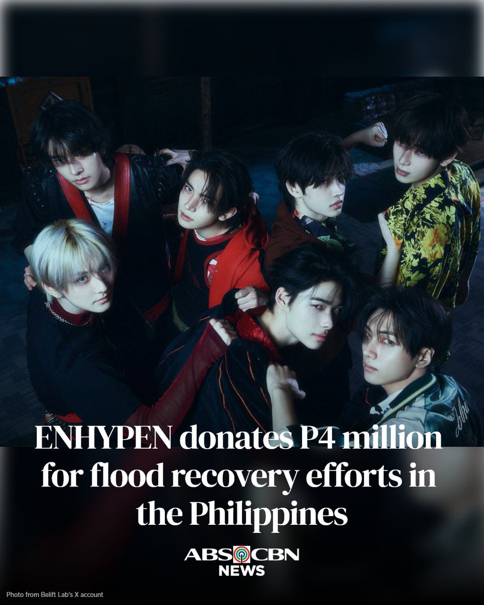 ABSCBNNews's tweet image. &quot;We wanted to offer our support, even in a small way, and sincerely hope the contributions will be used to help those in need and assist in the ongoing recovery efforts,&quot; members of ENHYPEN said in a joint statement.

Read: abs-cbn.com/entertainment/…