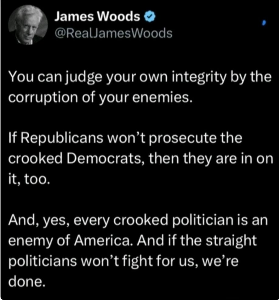 TruthJasonLee's tweet image. James Woods is one of the best I love what he says.