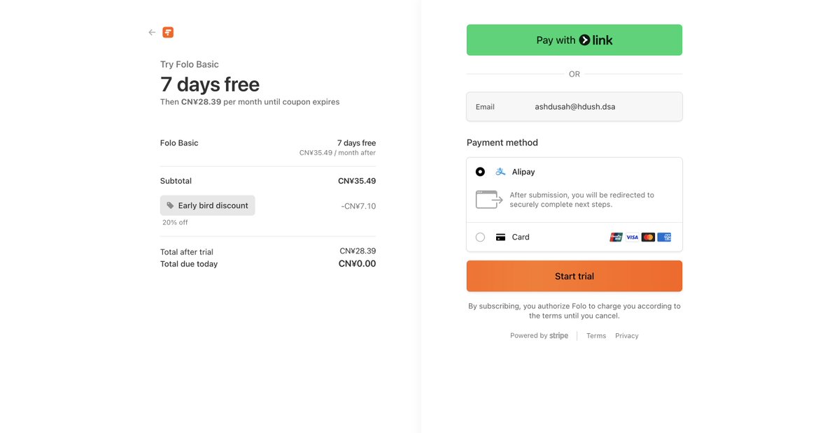 DIYgod's tweet image. 🥳 支付宝也支持周期订阅了  @folo_is