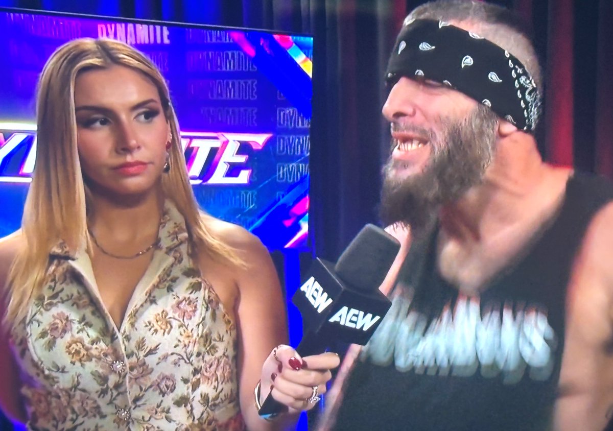 oralcarter's tweet photo. #AEWDynamite #BostonMA
#AliciaAtout interviews TNT Champion #KyleFletcher & #MarkBriscoe before their high stakes Championship Match at #AEWFullGear this Saturday Night https://t.co/TiqSUlSJW6