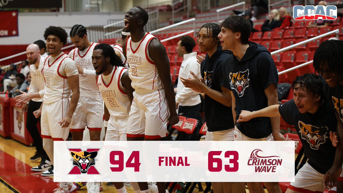 COUGARS WIN!!! Davion Lawrence tallied 1️⃣8️⃣ pts, DJ Wilson collected 1️⃣3️⃣ pts and James Morgan &amp; Ike Nwaobi each added 1️⃣0️⃣ pts in a 94-63 victory for <a href="/SXU_MBB/">SXU Men's Basketball</a>! #GoCougs🐾🏀 #WeAreSXU