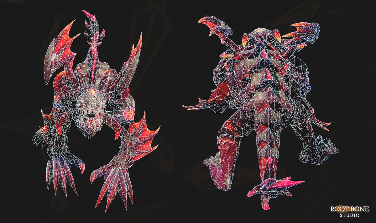 Root_Bone's tweet image. Final in-engine and wireframe views of The Infernal Maw — our Lifestealer set for Dota 2.

Sculpting and 3D modeling by our team at @Root_Bone 
Concept by @anthrospray 
Textures by @TtraG13 

See the full project and additional views on ArtStation: link in bio.

#GameArt #3DArt…