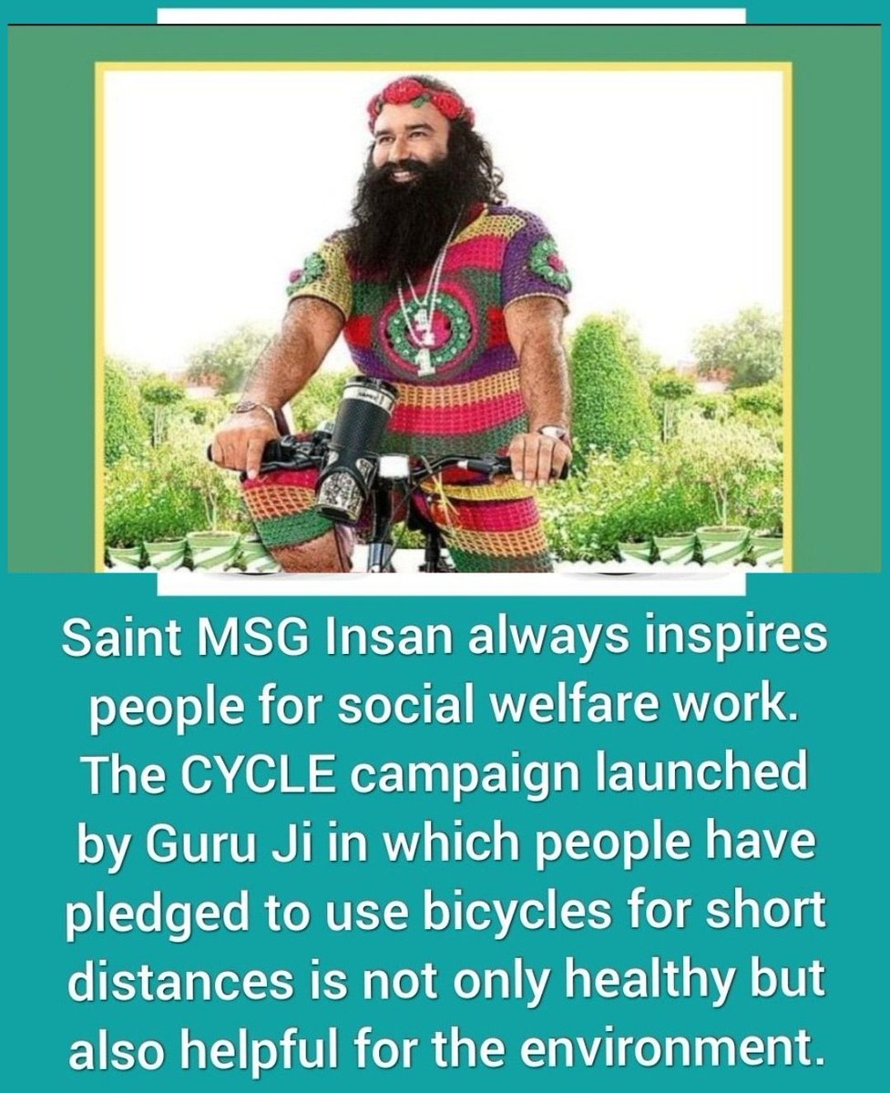 Inspired by Saint Gurmeet Ram Rahim Ji, the CYCLE initiative motivates people to ride bicycles for short distances, reducing pollution and improving fitness.
🚴‍♂️💚 Volunteers spread awareness for clean air, healthy living, a greener, brighter future for all. 🌍✨
#CyclingForChange