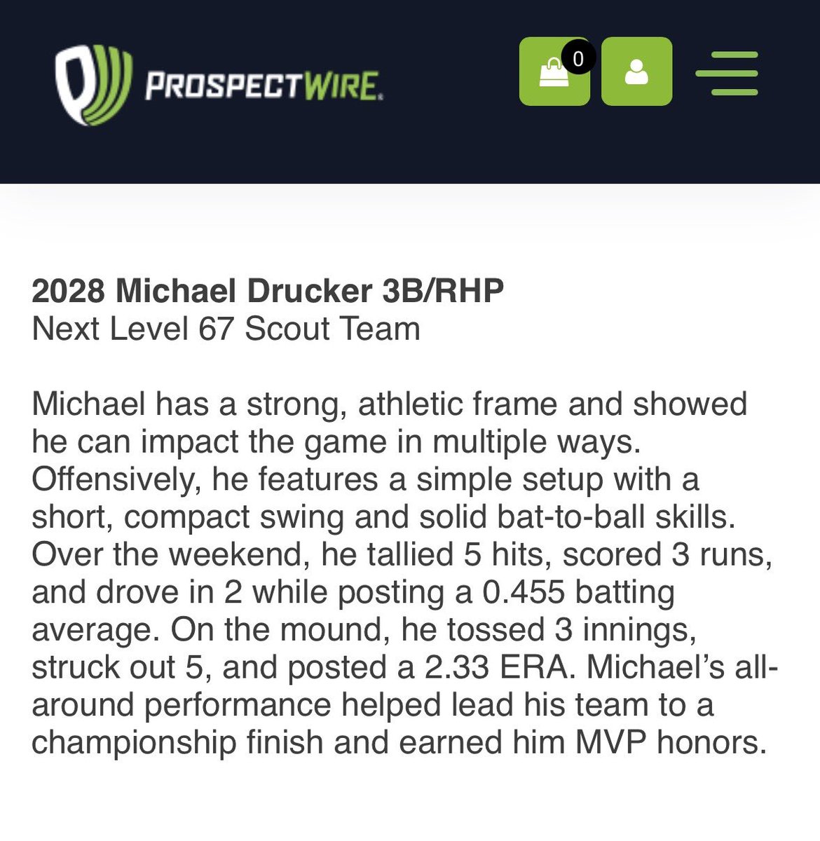 DruckerMichael's tweet image. November 5, 2025 – Tournament Recap
• .455 AVG – 5 hits, 3 runs, 2 RBIs
• 3 IP – 5 Ks – 2.33 ERA
Honored to be named MVP and ready to keep building. 
#UtilityPlayer #RHP #3B #ClassOf2028 #BaseballDevelopment