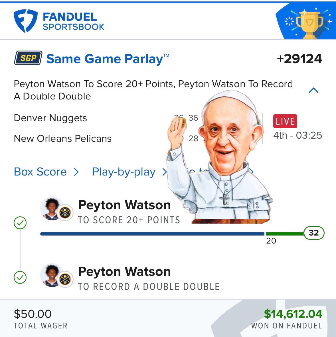 PopeyLocks's tweet image. November 19th, 2025

National Peyton Watson day🥳🥳

Join the Vatican🫵👇 

Sharpduel.com/TheVatican