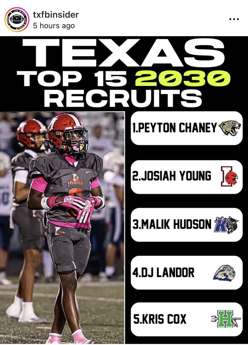 #AGTG Thank you <a href="/TXFBINSIDER/">TX Varsity FB</a> for the ranking

<a href="/UANextFootball/">All-America Game</a> 
<a href="/KoreenBurch/">Koreen Burch</a> 
<a href="/TheUCReport/">Billy Tucker</a>
<a href="/Rivals/">Rivals</a> 
<a href="/RivalsHS/">Rivals High School</a> 
<a href="/247recruiting/">247Sports Recruiting</a> 
<a href="/One11Recruiting/">One11 Recruiting</a> 
<a href="/recruit_redzone/">Recruiting Hub</a> 
<a href="/TXRecruits/">Texas Recruits</a> 
<a href="/On3sports/">On3</a> 
<a href="/txfblife/">Texas Football Life</a> 
<a href="/youareathlete/">You Are Athlete</a> 
<a href="/AlPopsFootball/">𝐀𝐋 𝐏𝐨𝐩𝐬</a> 
<a href="/PrepRedzoneNext/">Prep Redzone 𝙉𝙀𝙓𝙏 🏈</a> 
<a href="/PrepRedzone/">Prep Redzone 🏈</a> 
<a href="/LoneStarPrepsTX/">TX Prep Varsity</a>