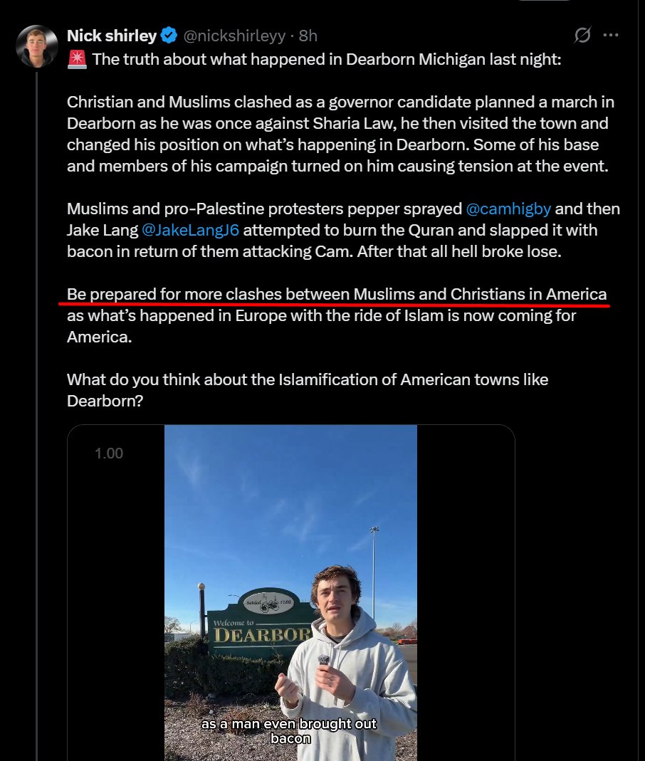 VyprCEO's tweet image. This is coordinated. Many accounts are setting the stage to have Christians and Muslims clash in America, and lying about it.

A jew pretending to be a Christian went to provoke Muslims. These jews want you distracted from Epstein, Gaza, and jewish power.

Muslims are only 1% in…