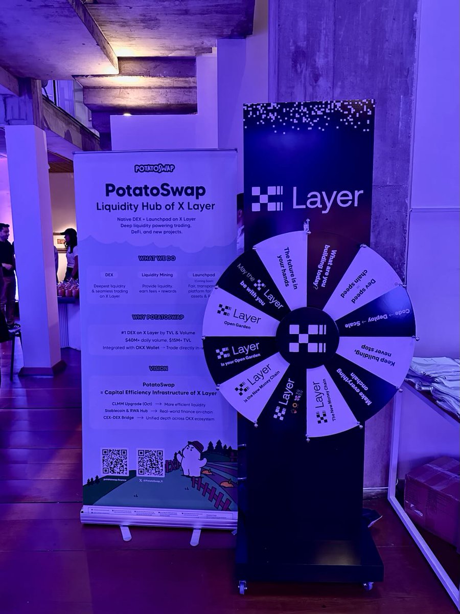 PotatoSwap_Fi's tweet image. Had a great time chatting with everyone today, Buenos Aires builders are a blast! 🇦🇷
Big thanks to @XLayerOfficial for the soil - it feels like a good place for new ideas to grow.
