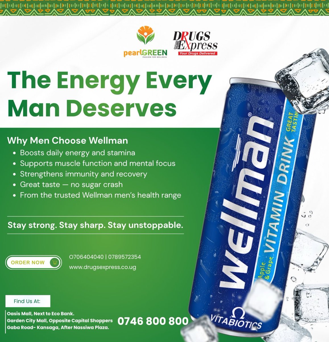 DrugsExpress_Ug's tweet image. Success Favours the Prepared Mind.

#StayStrong #StaySharp #StayStylish 

Be The Unstoppable Man.

Order Online and get it Delivered.
0706404040 or 0746800800
Drugsexpress.co.ug

#WeDeliverHealth #WithCare