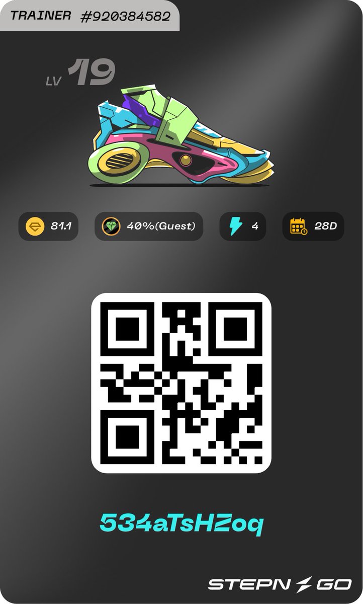 Jobchangetaxi's tweet image. STEPNGO 

STEPN GO ゲスト 募集
👟 トレーナー　Lv 19
⚡ 4エナジー / 4週間 
💰 ホスト60% / ゲスト40% 
✅ Like &amp;amp; RT
✅ Follow  @Jobchangetaxi
できればstepnユーザー
毎日歩いてくれる方を募集します。
お願いする方のみにDMさせて頂きます！
#STEPN 
#STEPNGO

534aTsHZoq