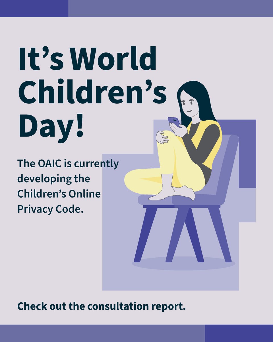 OAICgov's tweet image. On World Children’s Day, where we celebrate and stand up for child rights, @unicefaustralia have chosen to celebrate every child’s right to play. The OAIC is currently developing the Children’s Online Privacy Code. Read the General Consultation Report:
oaic.gov.au/privacy/privac…