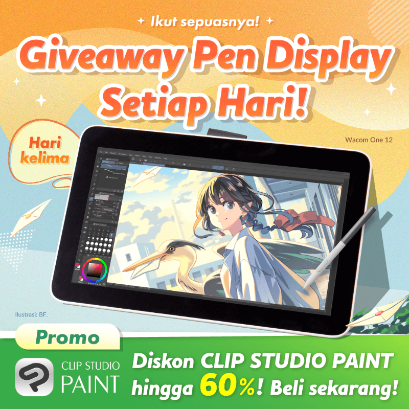 clipstudiopaint's tweet photo. Giveaway Pen Display Hari Ke-5!

Akan ada 1 pemenang yang dipilih secara acak setiap harinya.
Cukup follow &amp; repost postingan ini untuk ikut serta.

Ikuti di platform lainnya juga!
Hingga 26 November, 15.00 WIB.