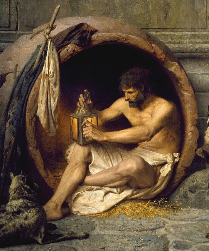 owenbroadcast's tweet image. the fire cat (1960)
diogenes in his barrel (1860)