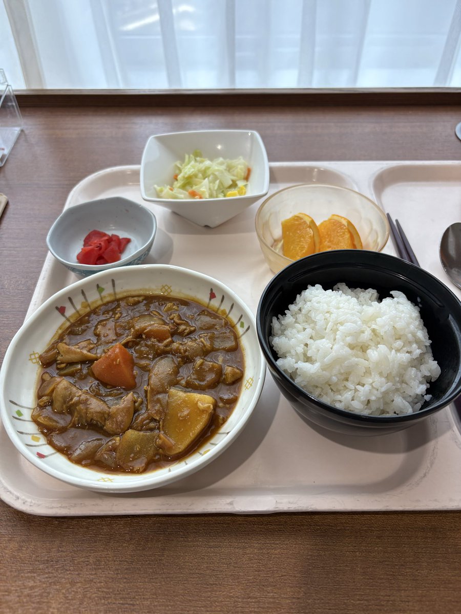 K96azu's tweet image. #毎月20日はカレーの日 ランチにカレー！病院食の味がうすいなかで 味がしっかりしたカレーがでるの うれしい #輪るピングドラム #penguindrum