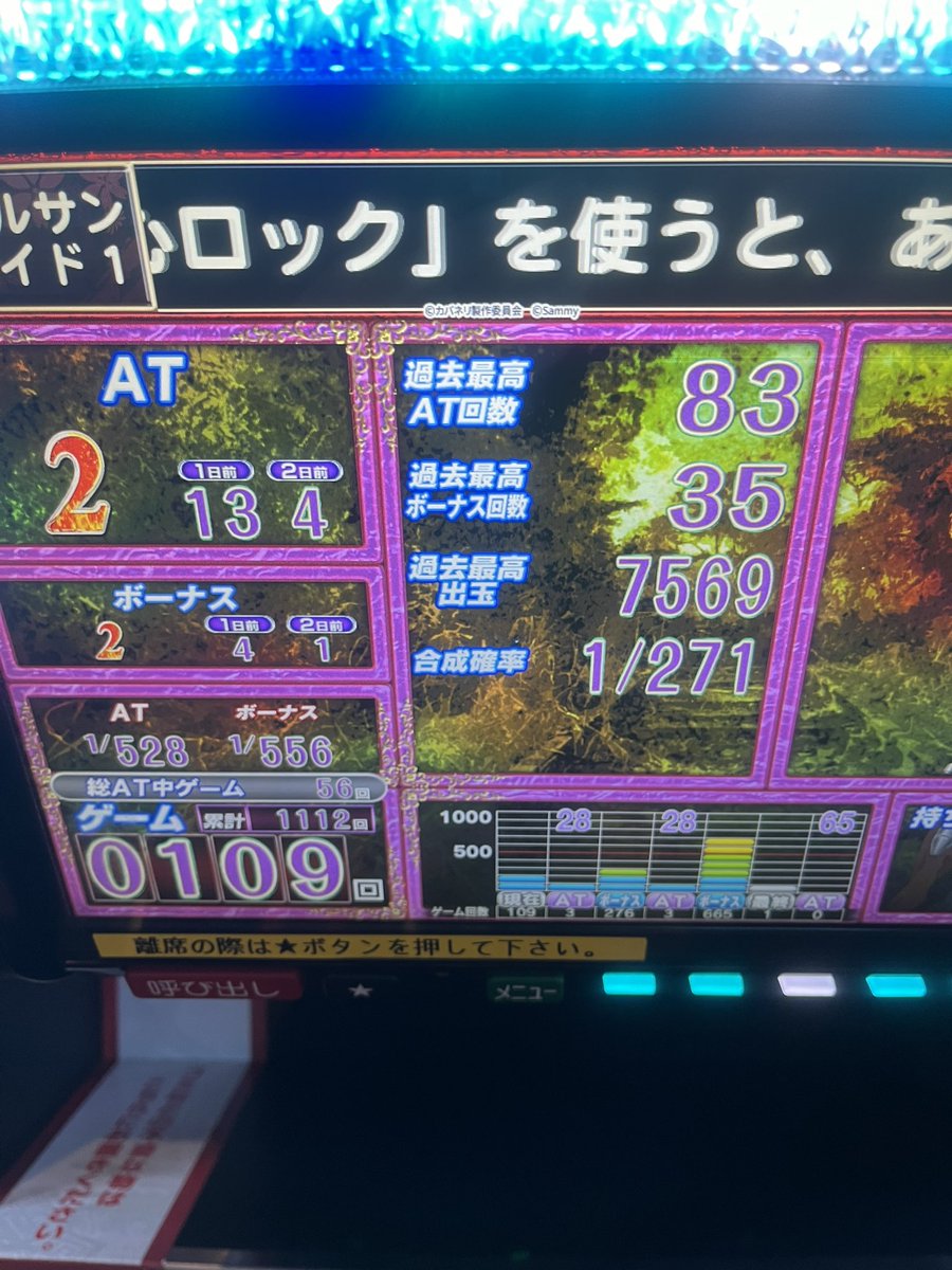 お昼休憩頂きます🍚

東京喰種リセット天井駆け抜けその後CZ天井スルーでカバネリへ移動
カバネリもリセット天井駆け抜けからのAT駆け抜け。

現在、−2000枚over。
完全に来店スランプです😰
一旦ご飯食べてリフレッシュ！！

ミスタージャグラーが半分以上良い合算でした💮