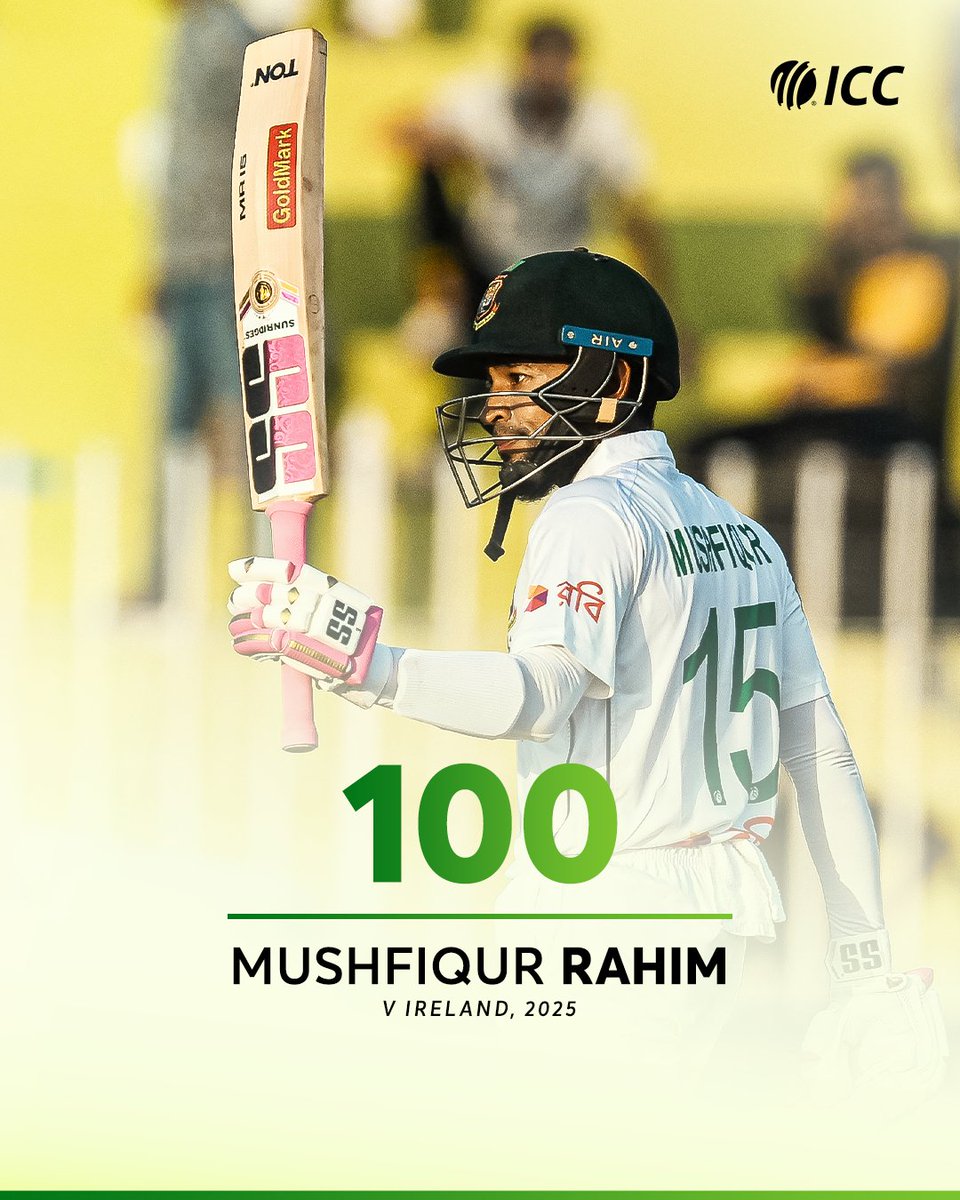 ICC's tweet photo. A gritty century for Mushfiqur Rahim in his 100th Test match 😍💪

#BANvIRE 📝 : https://t.co/mGNtnRan1A https://t.co/X997VMfkEB