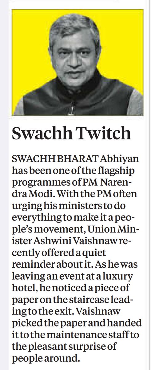 Mic_PR's tweet image. A simple act speaks volumes.
While leaving an event, Hon’ble Minister @AshwiniVaishnaw noticed a piece of paper on the staircase, picked it up &amp;amp; handed it to the maintenance staff, a quiet reminder of the #SwachhBharat spirit.
Cleanliness begins with each one of us. @RailMinIndia
