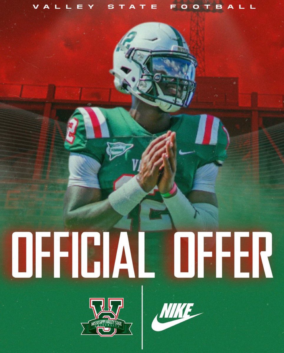 #AGTG After a great conversation with <a href="/GrantSimms4real/">Coach Simms</a>  I am blessed to receive my first Division l Offer from <a href="/ValleyStateFB/">Mississippi Valley State University Football 🟢🔴</a> #GodsWork