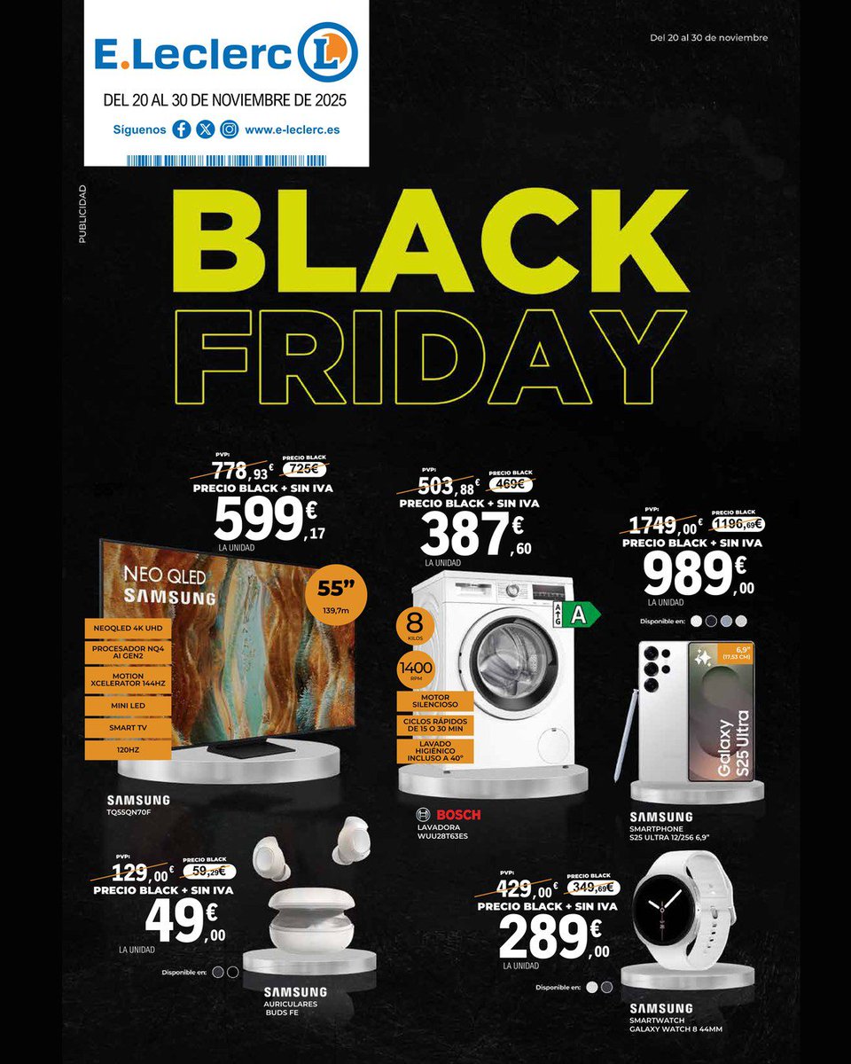 ¡No dejes escapar estos chollos! Las unidades son limitadas hasta el 30 de noviembre de 2025. ¡Te esperamos! 👉folletos.e-leclerc.es/eleclerc-spain…