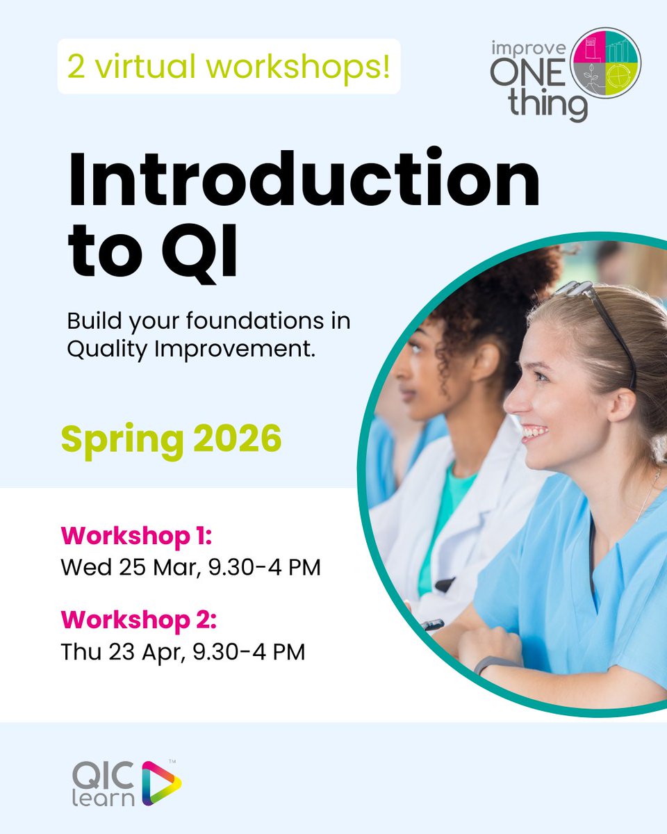 QIClearn's tweet image. 🚨 Whether you&apos;re just starting out or preparing to lead your first Quality Improvement project this 2-day virtual course gives you the tools, skills, and confidence to explore QI independently.

👉 Sign up: qiclearn.com/introduction-t…

#QualityImprovement #QI #HealthcareEducation