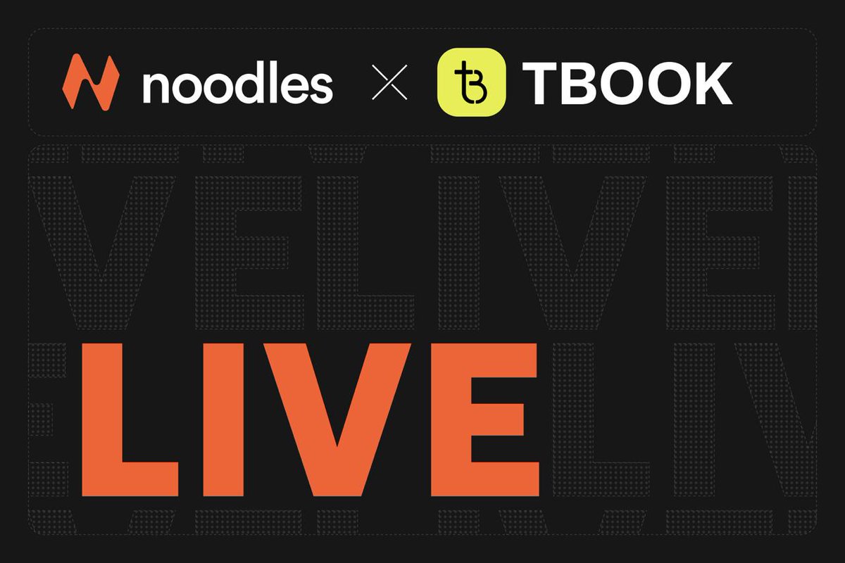 NoodlesFi's tweet image. NoodlesFi x TBook is LIVE!

The Noodler SBT is here, powered by @realtbook’s verifiable SBT stack 💎

TBook = the StableFi Layer for the Digital Workforce 🧠

Verify your credentials &amp;amp; claim your Noodler SBT now ⚡️
👉 engage.tbook.com/noodlesfi/9240…