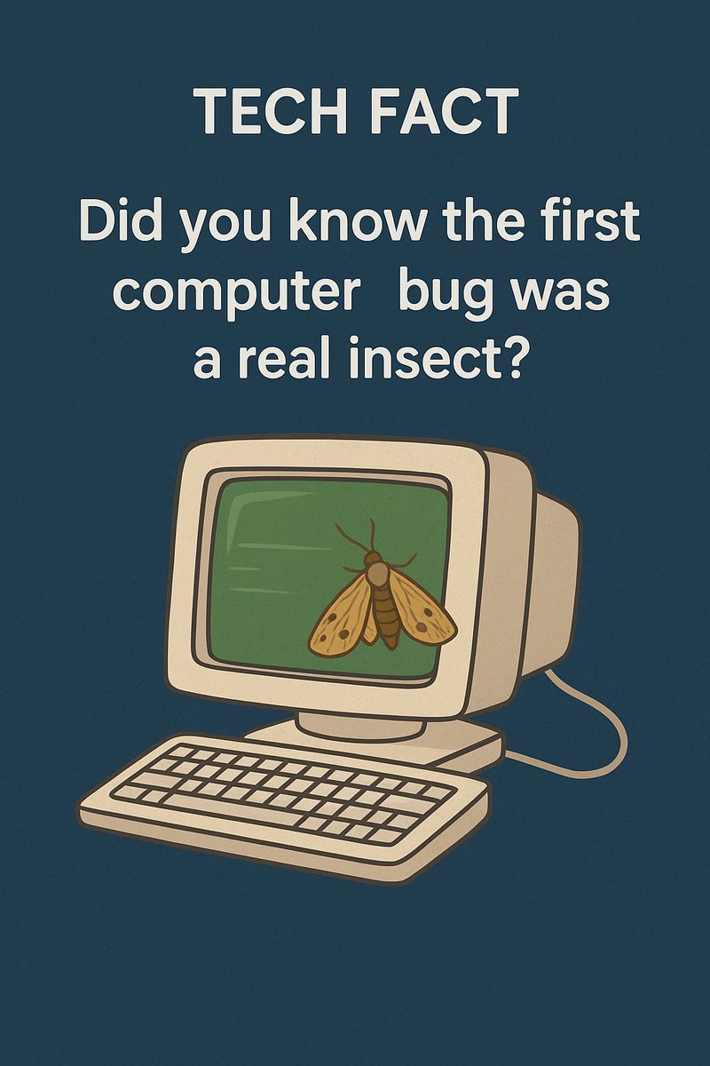 Tech Fact of the Day 
Did you know the first computer bug was literally a real insect?
Back in 1947, engineers found a moth stuck inside a computer, causing errors. They taped it into the logbook and labeled it “the first actual case of a bug being found.”