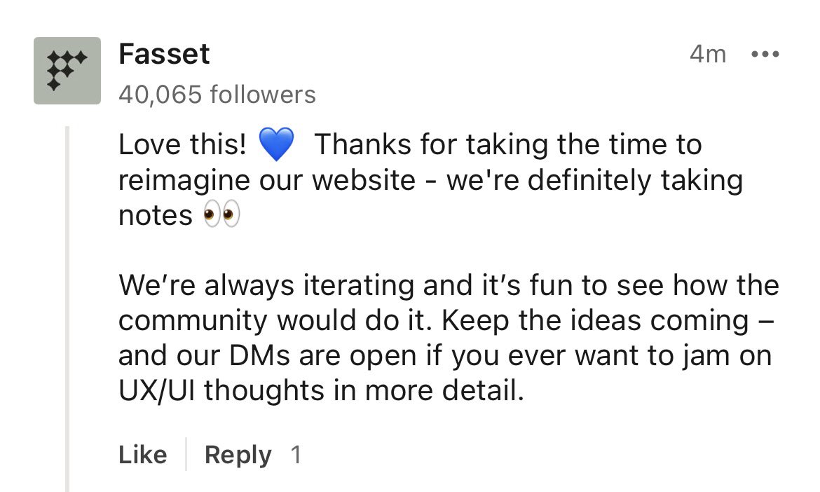 smarty_vic's tweet image. Got a response from @fasset_official on Linkeldn, this is why you should post everywhere. Connected with their co-founder on Linkedln already too. 

Well, my mission is simple, solve problems with design, I’m glad I am getting recognition for doing that bit by bit.