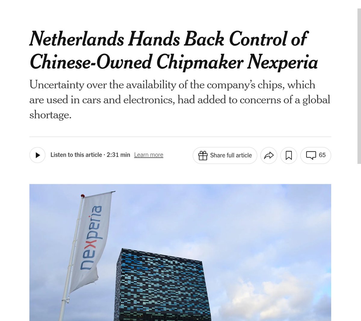 admcollingwood's tweet image. The Netherlands (and more broadly the EU) backed down and are handing Nexperia back to its Chinese owner. A total humiliation; however, it is worth briefly reviewing what this sorry episode tells us about the wretched and increasingly parlous geoeconomic state of the EU.

The…