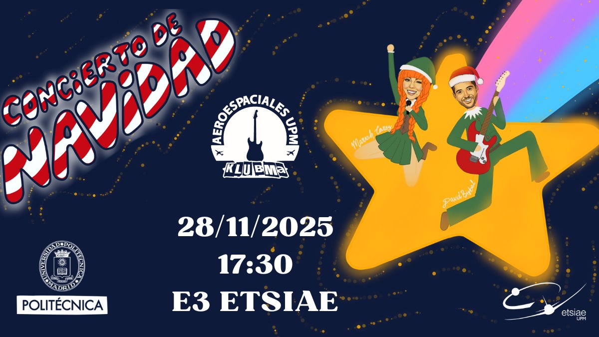 aeroespacialUPM's tweet image. 🎸Llega el Concierto de Navidad del @ClubmaETSIAE. ¡Toda la comunidad #ETSIAE está invitada!
🗓️28/11 🕠17:30h.
📍Aula E-3

@DelegacionAero #AsociacionesestudiantesETSIAE #somosUPM #nosoloingeniería