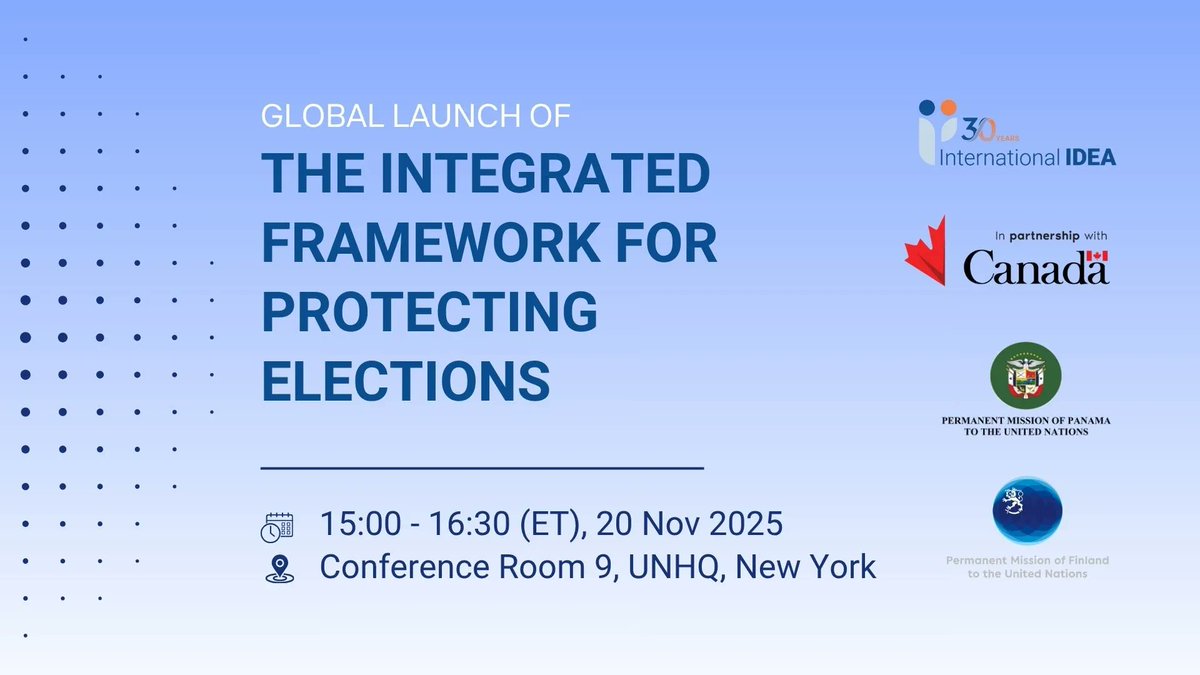Int_IDEA's tweet image. With support from the @Canada, @Int_IDEA has developed the Integrated Framework for #ProtectingElections – a set of versatile, customizable and gender-sensitive resources that help national stakeholders prevent, manage and respond to electoral risks, threats and crises.…